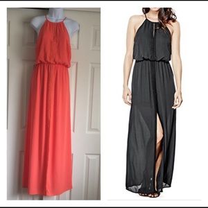 Peach Guess High-Neck Maxi Dress